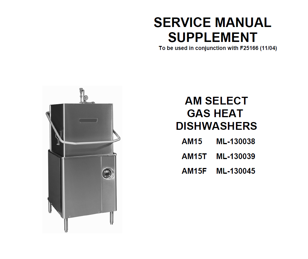 HOBART MODEL AM15, AM15T, AM15F Service, Technical and Repair Manual P
