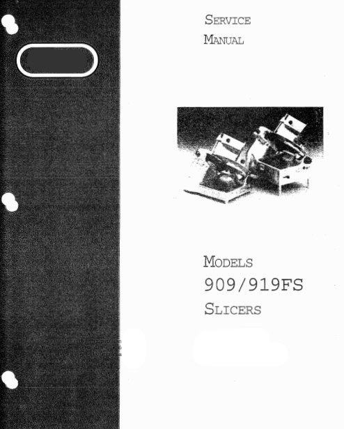 Berkel slicer 909 919FS service manual PDF cover showing technical diagrams and maintenance procedures