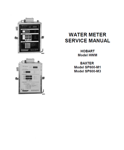 HWM SP600-M1 M3 Hobart Water Meter Service, Technical and Repair Manual