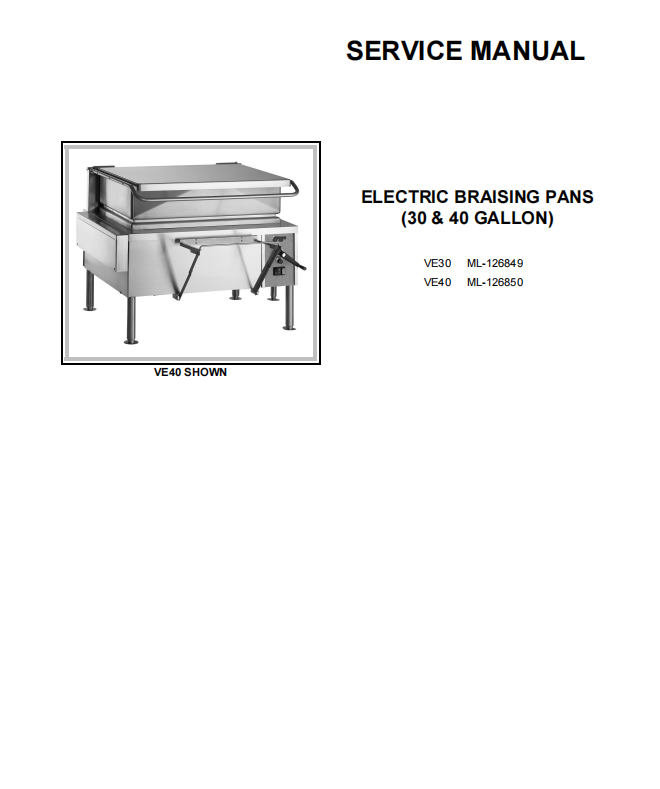 vulcan service manual electric braising pan instructions, vulcan service manual electric braising pan model, vulcan service manual electric braising pan pdf, VE 30 ML-126849, VE 40 ML-126850, Vulcan service manual, Vulcan Electric braising pans, VE 30 ML-126849 PDF, VE 40 ML-126850 PDF